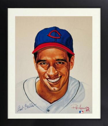 Bob Feller Autographed Cincinnati Reds MLB Licensed Ron Lewis 89 8 x 10 Photograph Custom Framing- COA (HOF)-Powers Sports Memorabilia