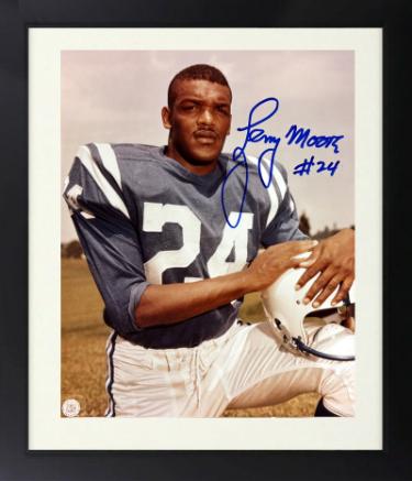 Lenny Moore Autographed Baltimore Colts NFL 8 x 10 Photograph Custom Framing #24- COA/Show Ticket (HOF)-Powers Sports Memorabilia