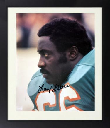 Larry Little Autographed Miami Dolphins NFL Licensed 8 x 10 Photograph Custom Framing imperfect- COA (HOF/17-0)-Powers Sports Memorabilia