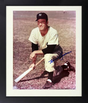 Hank Bauer Autographed New York Yankees MLB 8 x 10 Photograph Custom Framing imperfect- COA (7X WS Champ)-Powers Sports Memorabilia
