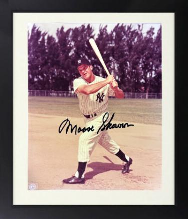 Bill "Moose" Skowron Autographed New York Yankees MLB 8 x 10 Photograph Custom Framing imperfect- COA -5xAS-Powers Sports Memorabilia