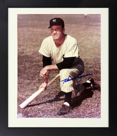 Hank Bauer Autographed New York Yankees MLB 8 x 10 Photograph Custom Framing imperfect - COA (7X WS Champ)-Powers Sports Memorabilia