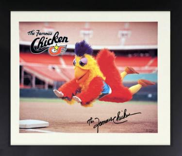 The Famous Chicken Autographed 1989 San Diego Padres 8 x 10 Photograph Custom Framing imperfect - COA-Powers Sports Memorabilia