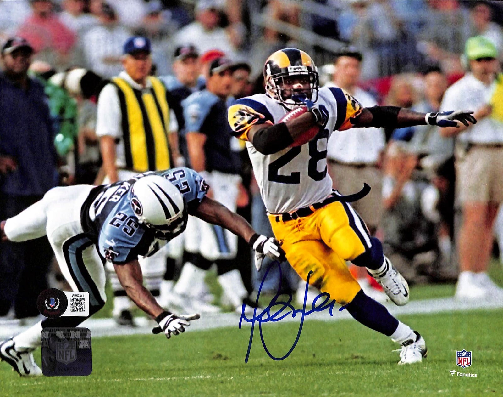 Marshall Faulk Signed Los Angeles Ram 8x10 Photo – Beckett Authenticated-Powers Sports Memorabilia