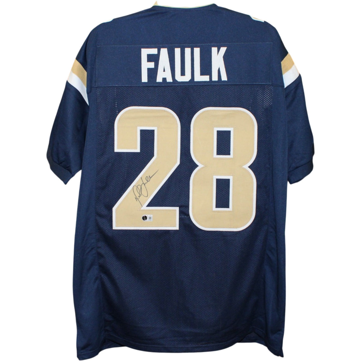 Marshall Faulk Pro Style XL Signed Jersey TB Blue Beckett W 58519 Beckett-Powers Sports Memorabilia