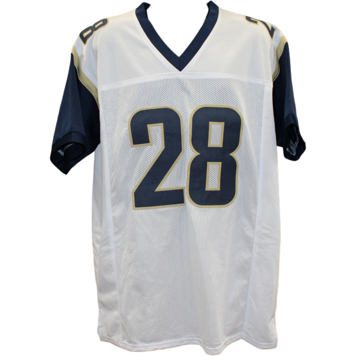 Marshall Faulk Pro Style XL Signed Jersey White Beckett WIT 58501 Beckett-Powers Sports Memorabilia