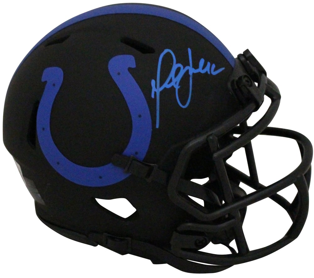 Marshall Faulk Indianapolis Colts Signed Mini Helmet - Eclipse Beckett-Powers Sports Memorabilia