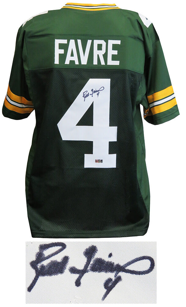 Brett Favre Autographed Green Custom Jersey (Favre Hologram)-Powers Sports Memorabilia