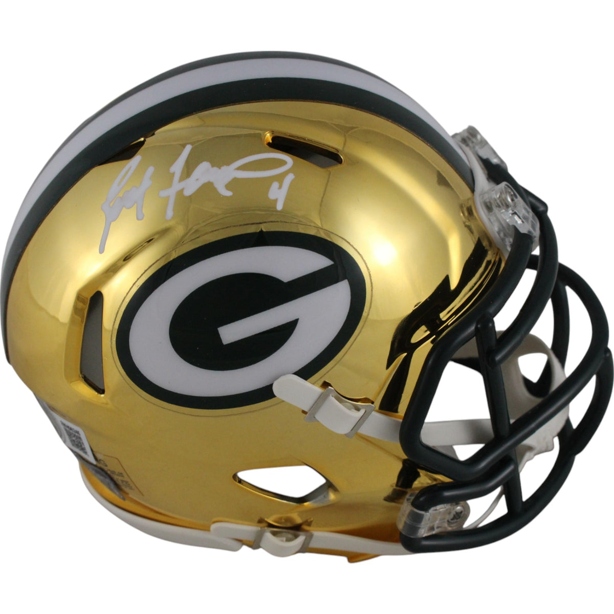 Brett Favre Green Bay Packers Chrome Signed Mini Helmet-Powers Sports Memorabilia