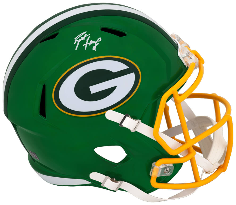 Brett Favre Green Bay Packers Autographed FLASH Full Size Riddell Replica Helmet-Powers Sports Memorabilia