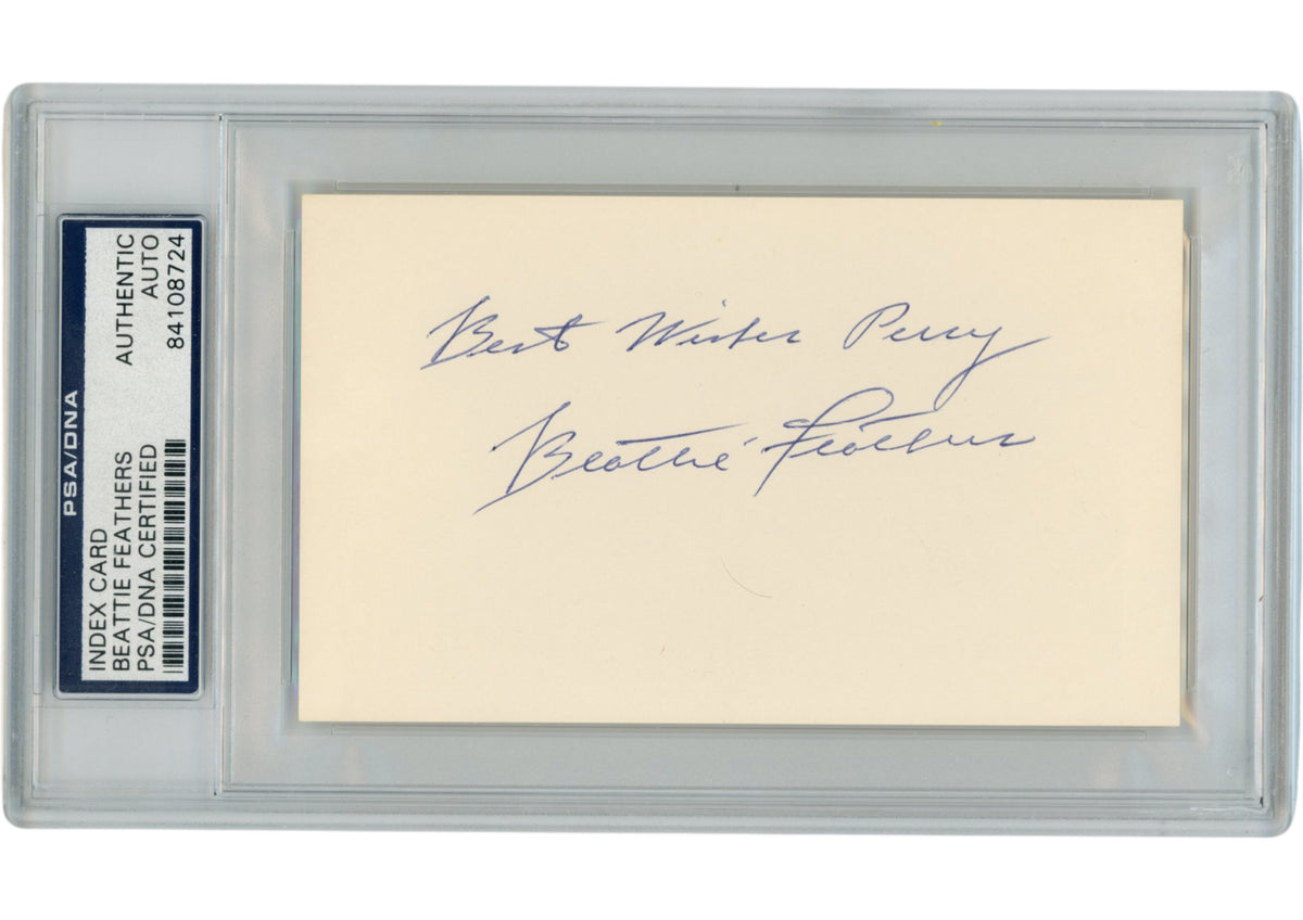Beattie Feathers Chicago Bears Signed Mini Helmet - Index Personalized Slab PSA PSA-Powers Sports Memorabilia