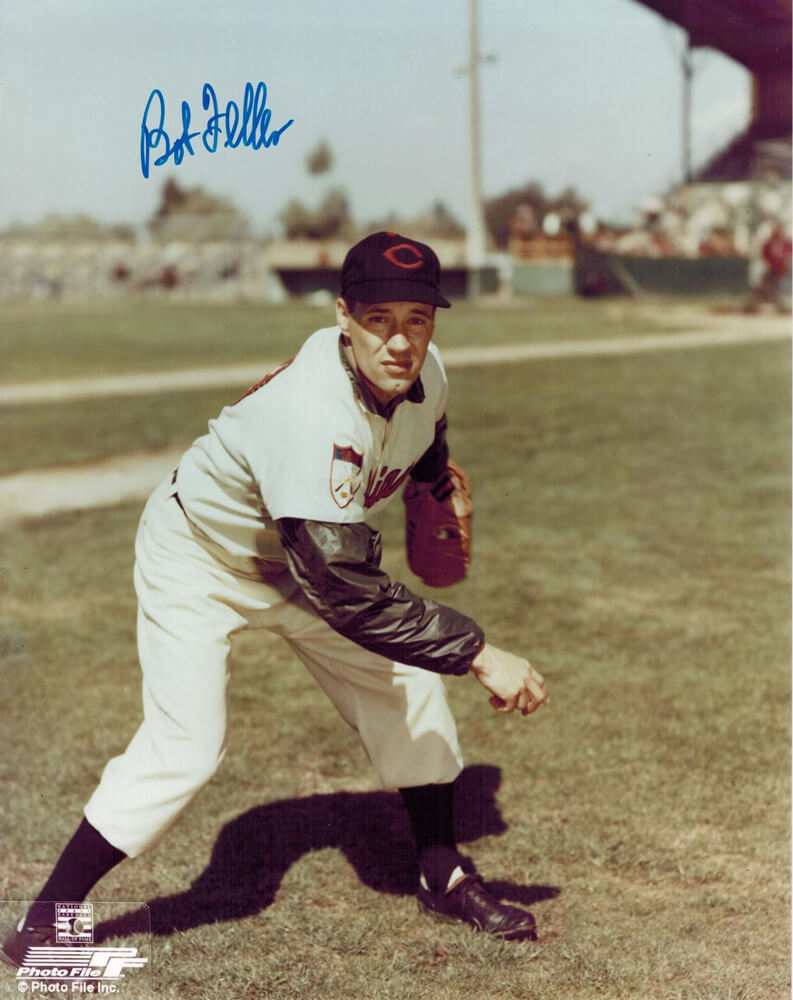 Bob Feller Autographed Indians Pitching 8x10 Photo-Powers Sports Memorabilia