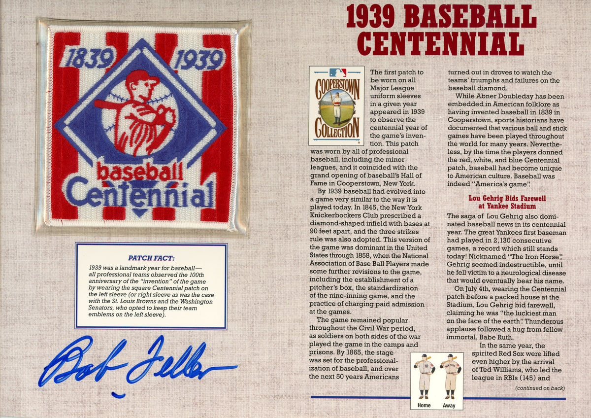 Bob Feller Cleveland Indians Signed Mini Helmet - 1939 Centennial Patch Beckett Beckett-Powers Sports Memorabilia
