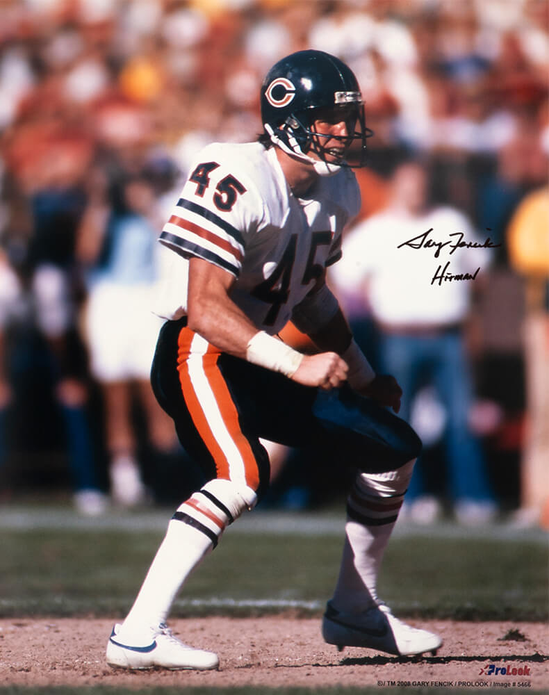 Gary Fencik Autographed Chicago Bears Action 16x20 Photo with Hitman-Powers Sports Memorabilia
