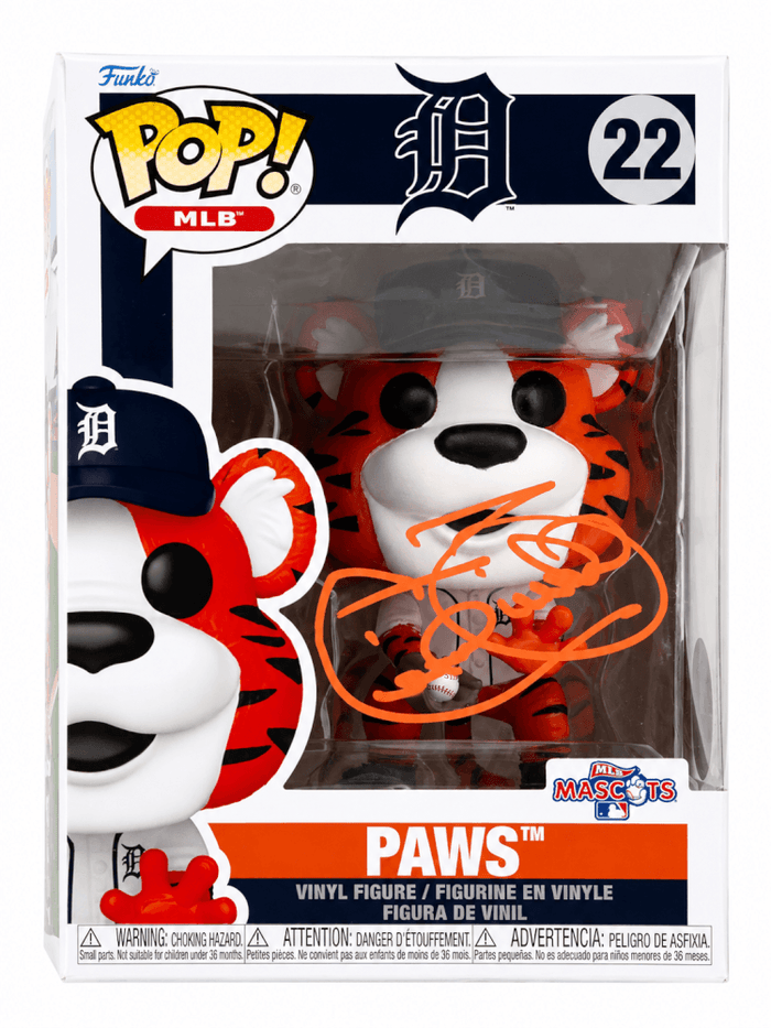 Cecil Fielder Autographed Detroit Tigers 'Paws' MLB Mascot Funko Pop Doll #22-Powers Sports Memorabilia