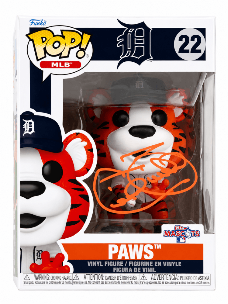 Cecil Fielder Autographed Detroit Tigers 'Paws' MLB Mascot Funko Pop Doll #22-Powers Sports Memorabilia
