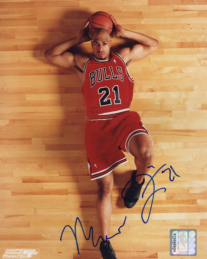 Marcus Fizer Autographed Chicago Bulls Ball Behind Head Pose 8x10 Photo-Powers Sports Memorabilia