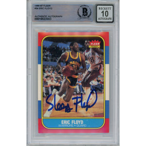 Eric Sleepy Floyd Signed 1986 Fleer 34 Trading Card 10 Grade – Beckett Authenticated