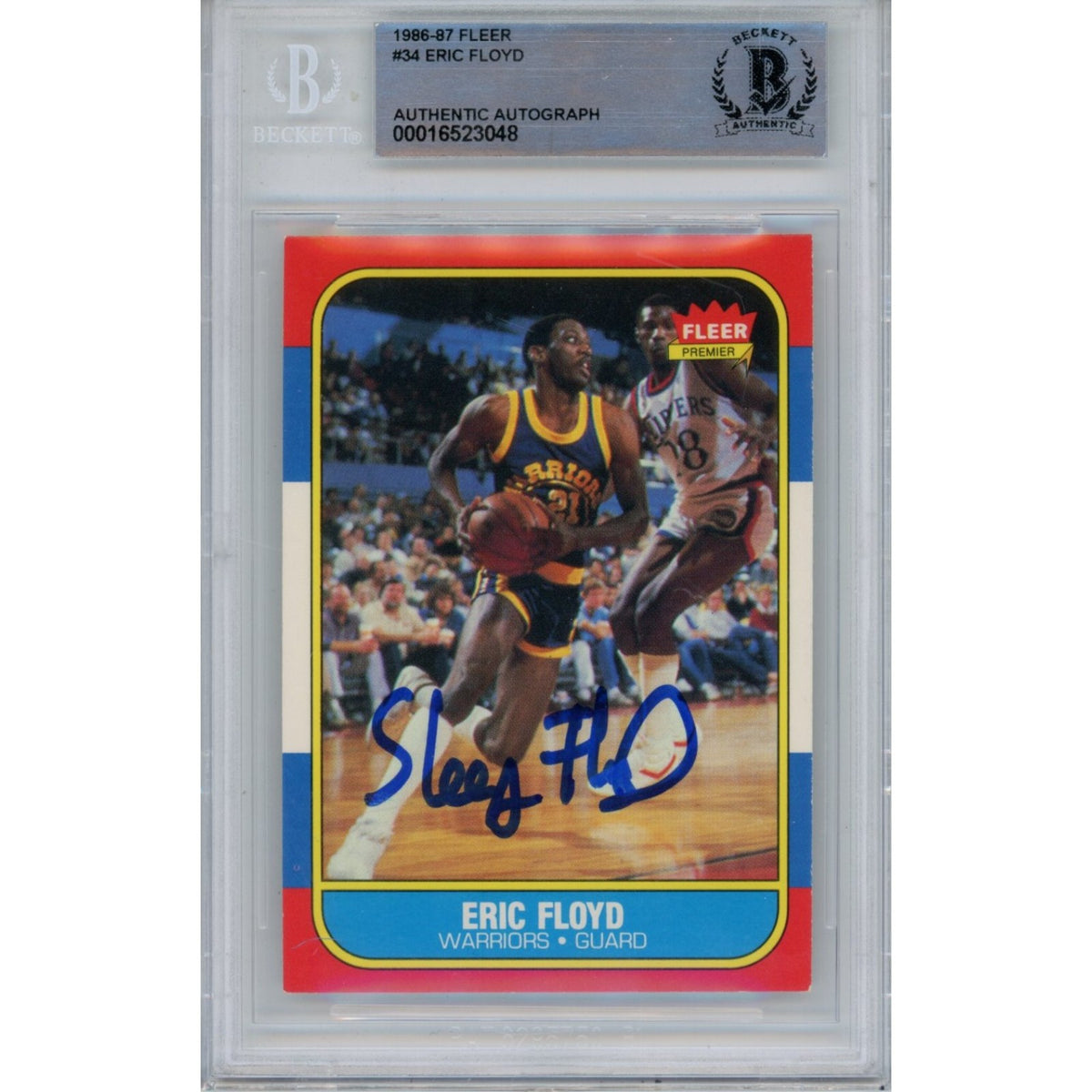 Eric Sleepy Floyd Golden State Warriors Signed Card - 1986 Fleer 34 Beckett Beckett-Powers Sports Memorabilia