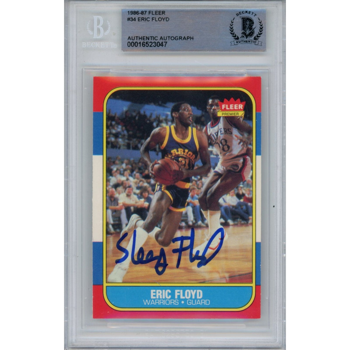 Eric Sleepy Floyd Golden State Warriors Signed Card - 1986 Fleer 34 Beckett Beckett - 47057-Powers Sports Memorabilia