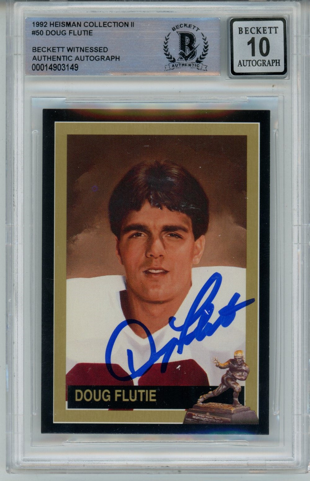 Doug Flutie Signed Boston College 1992 Heisman #50 Beckett Auto 10 Beckett-Powers Sports Memorabilia