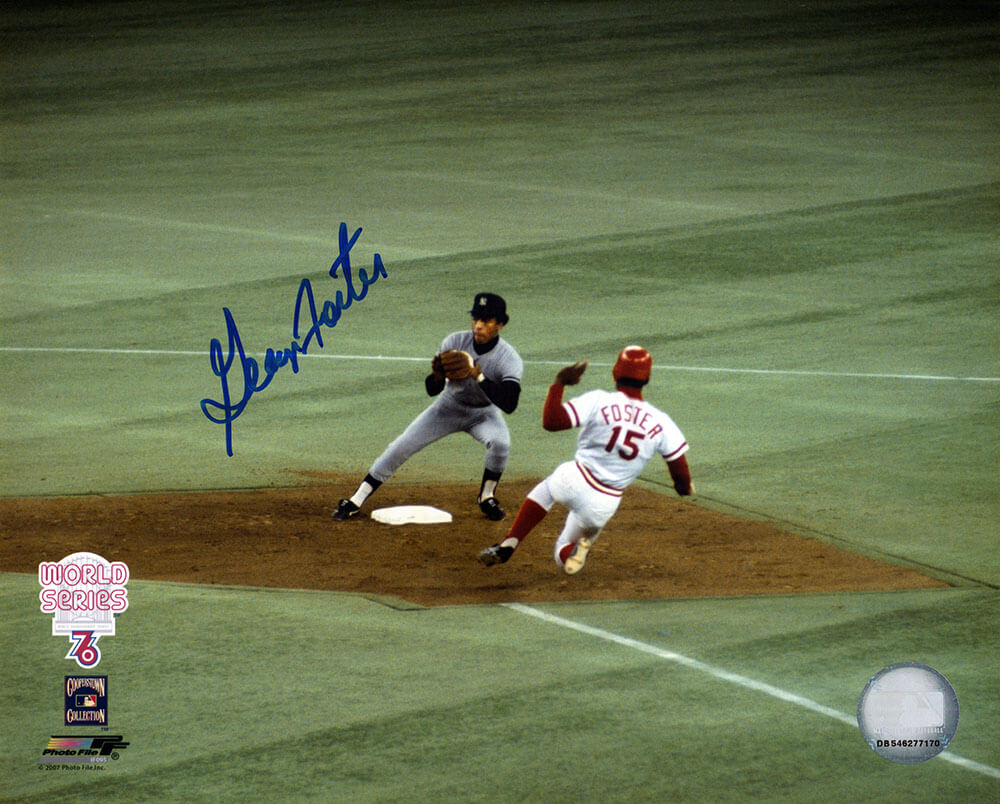 George Foster Autographed Cincinnati Reds World Series Sliding 8x10 Photo-Powers Sports Memorabilia