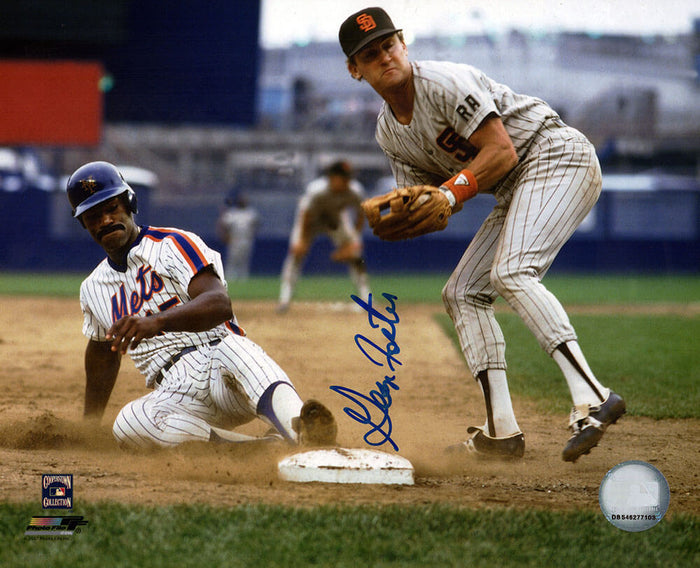 George Foster Autographed New York Mets Sliding vs. Padres 8x10 Photo-Powers Sports Memorabilia