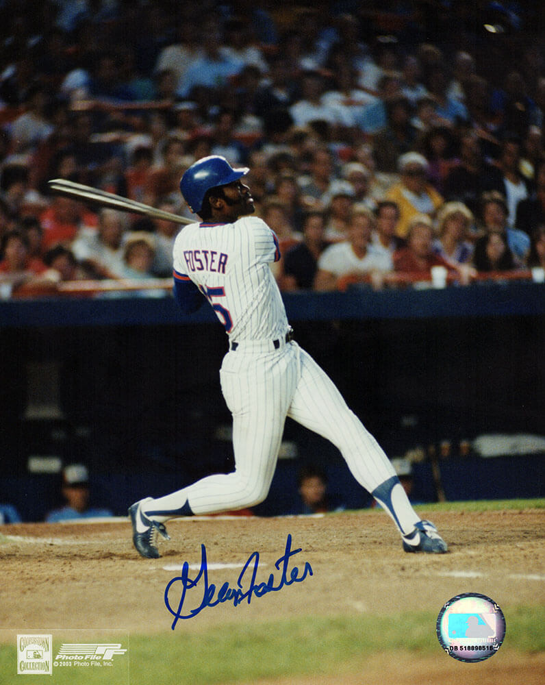 George Foster Autographed New York Mets Batting 8x10 Photo-Powers Sports Memorabilia