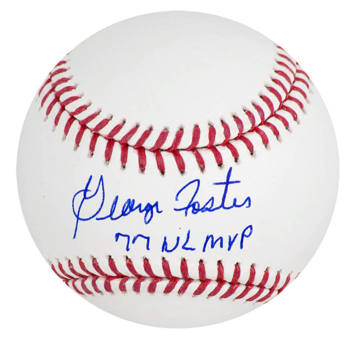 George Foster Autographed Rawlings Official MLB Baseball with 77 NL MVP-Powers Sports Memorabilia