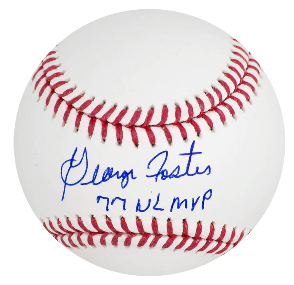 George Foster Autographed Rawlings Official MLB Baseball with 77 NL MVP-Powers Sports Memorabilia
