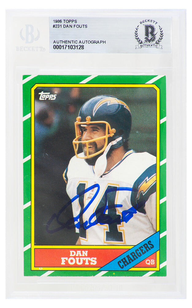 Dan Fouts Autographed Chargers 1986 Topps Football Trading Card #231 - (Beckett Encapsulated)-Powers Sports Memorabilia