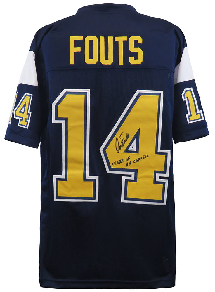 Dan Fouts Autographed Dark Navy Throwback Custom Football Jersey with Leader of Air Coryell-Powers Sports Memorabilia
