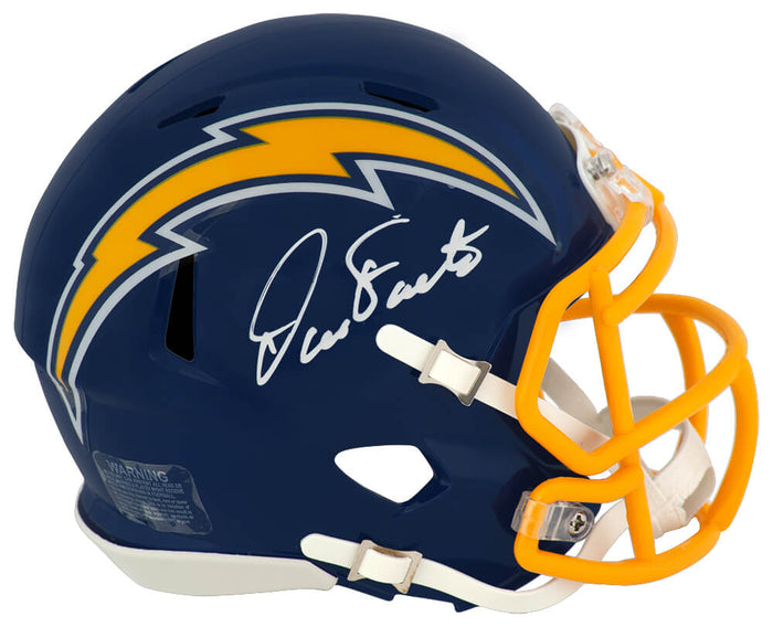 Dan Fouts Autographed Chargers Navy Throwback Riddell Speed Mini Helmet - (In White)-Powers Sports Memorabilia
