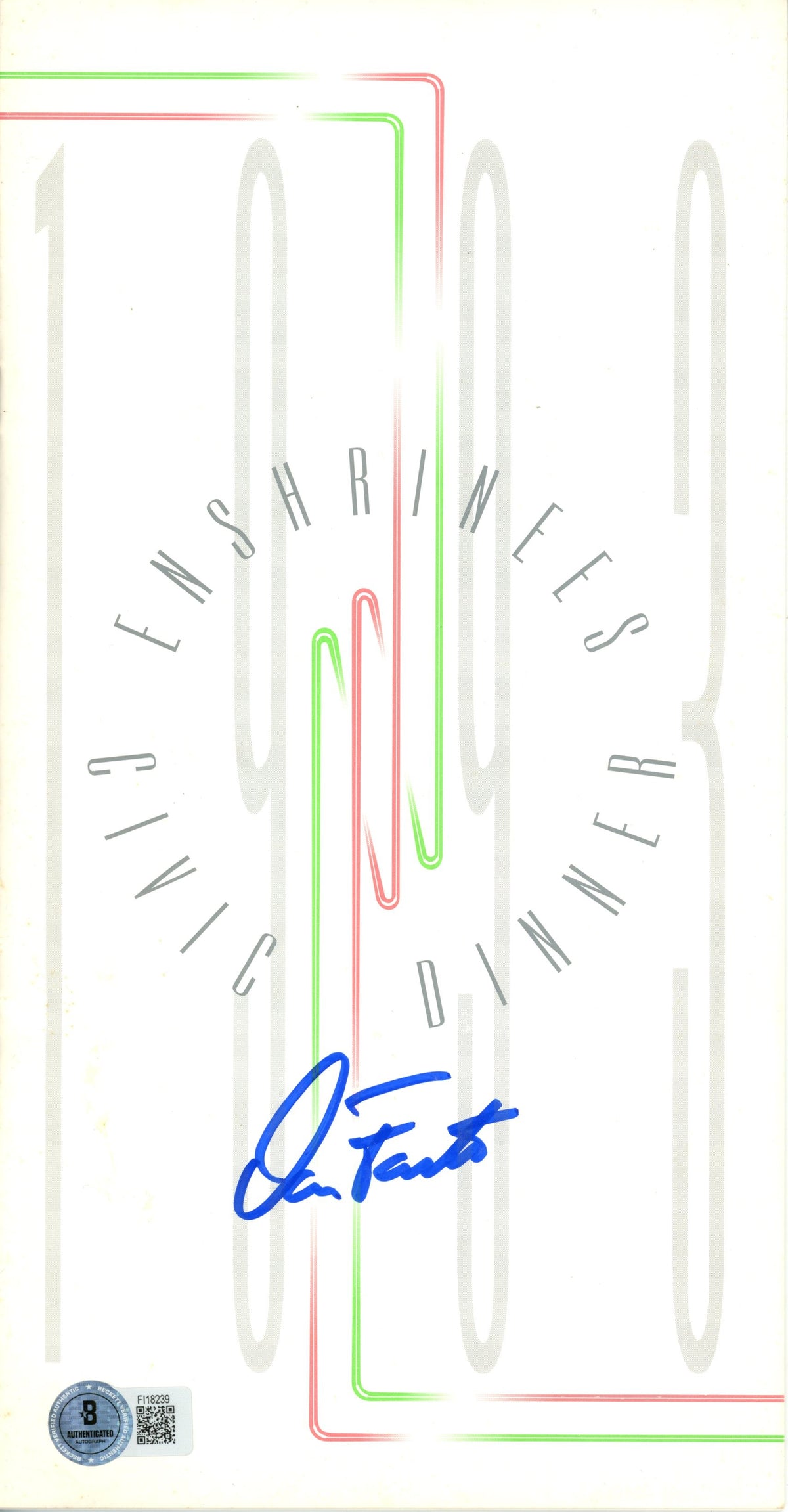 Dan Fouts San Diego Chargers Signed Mini Helmet - 93 Enshrinees Civic Dinner Program Beckett-Powers Sports Memorabilia