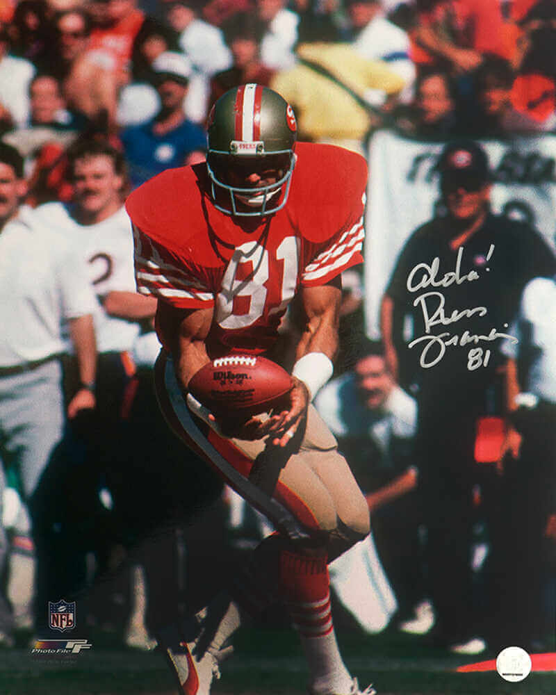 Russ Francis Autographed San Francisco 49ers Red Jersey Action 16x20 Photo with Aloha-Powers Sports Memorabilia