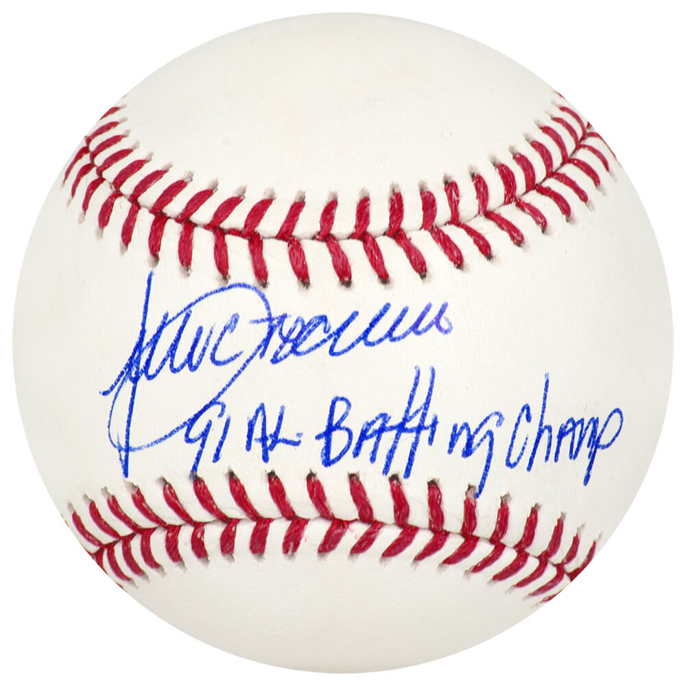 Julio Franco Autographed Rawlings Official MLB Baseball with 91 AL Batting Champ-Powers Sports Memorabilia