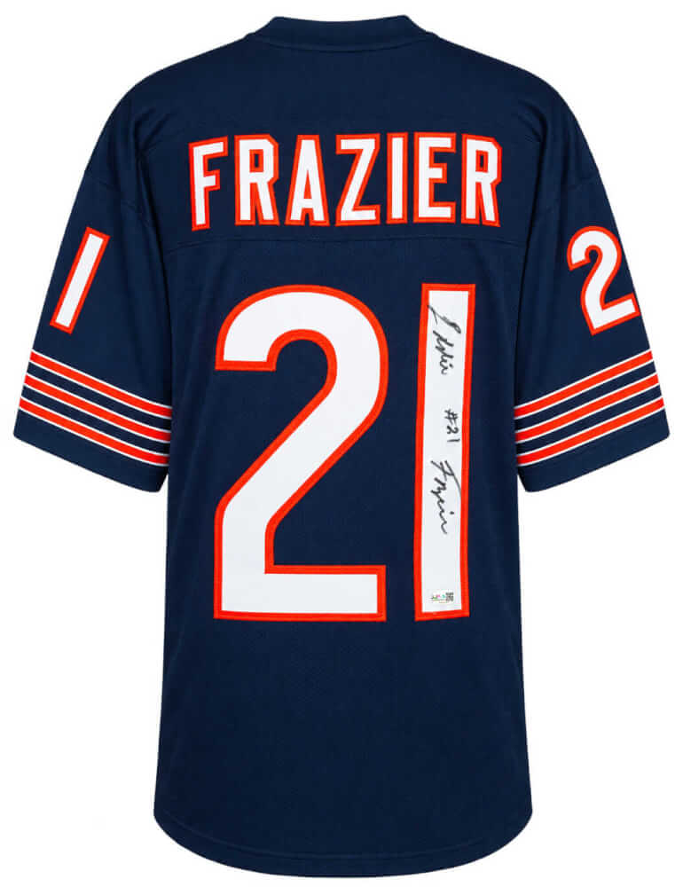 Leslie Frazier Autographed Navy Custom Football Jersey JSA