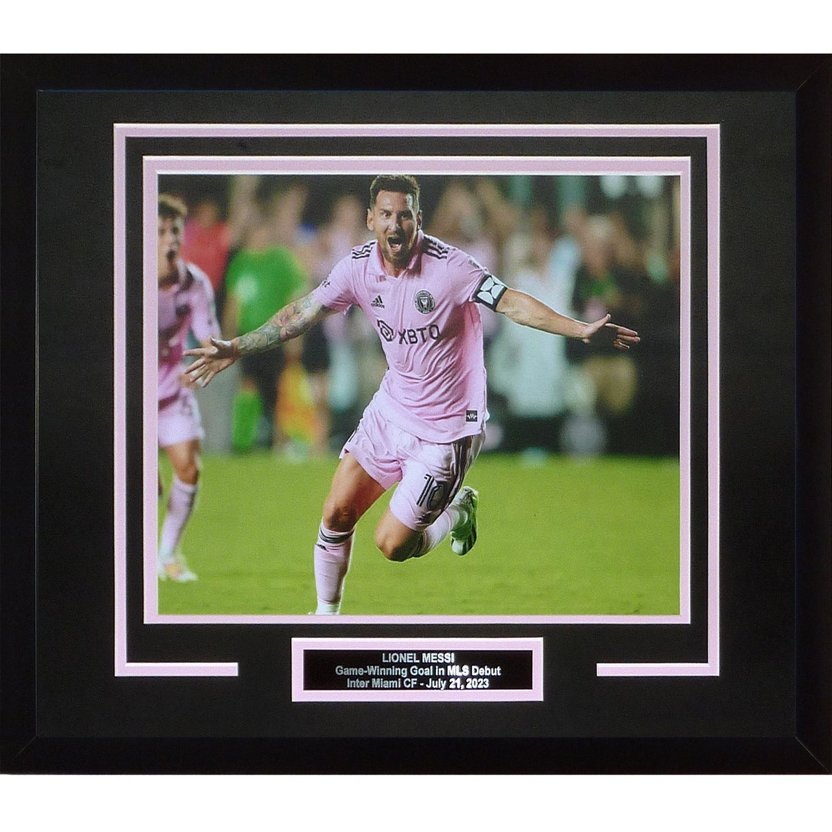Lionel Messi Inter Miami First MLS Goal Deluxe Framed 11x14 Photo with Nameplate | Collectible Memorabilia-Powers Sports Memorabilia