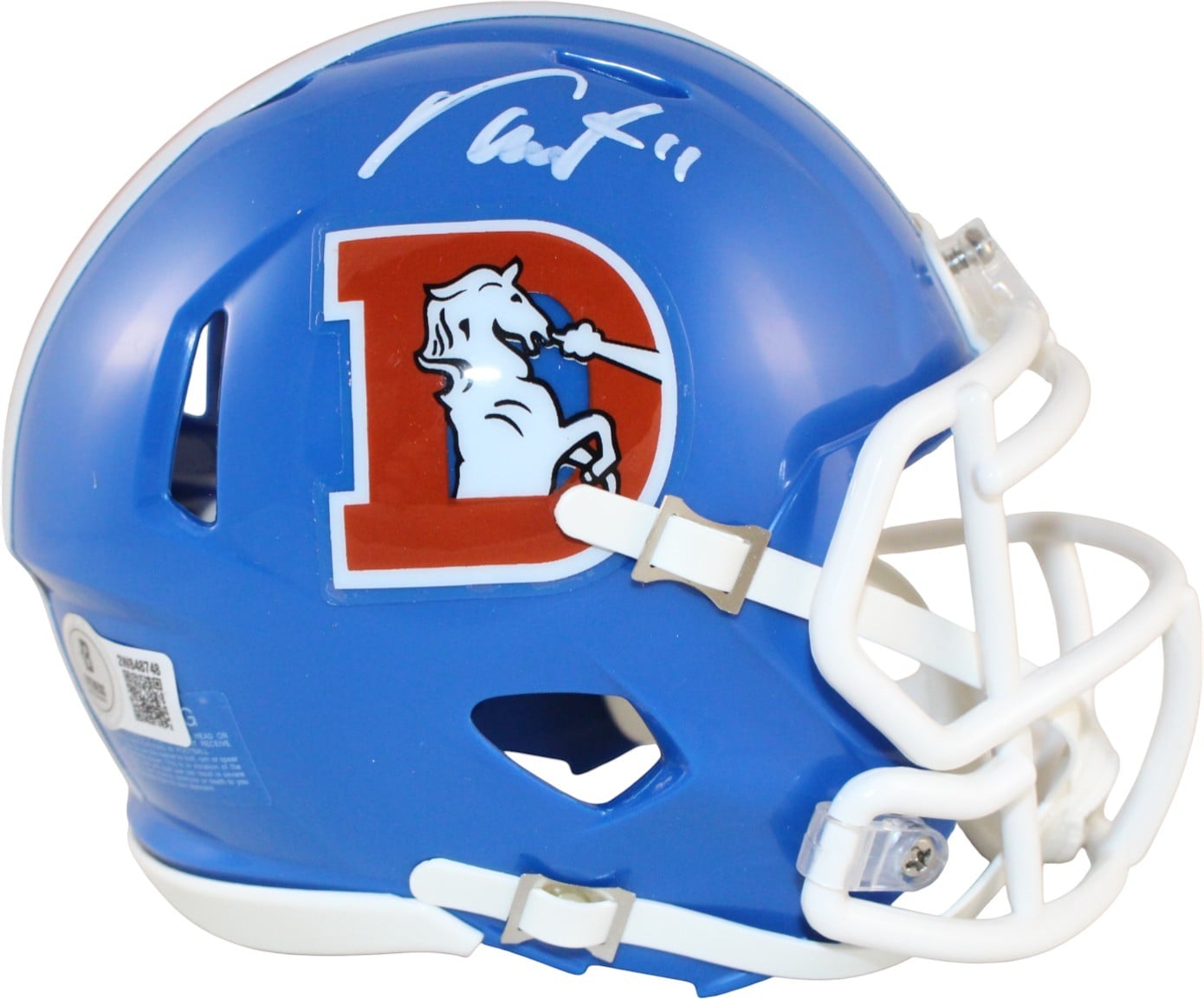 Troy Franklin Signed Denver Broncos TB Mini Helmet Beckett W-Powers Sports Memorabilia
