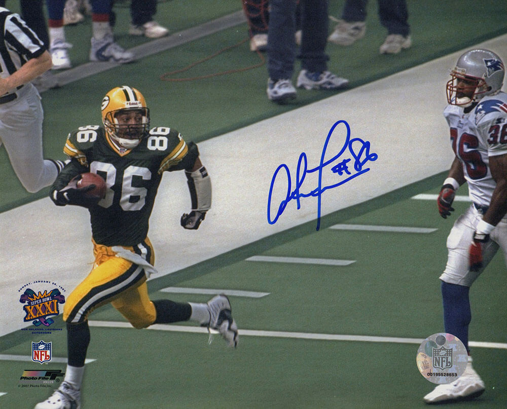Antonio Freeman Autographed Green Bay Packers Super Bowl XXXI Action 8x10 Photo-Powers Sports Memorabilia