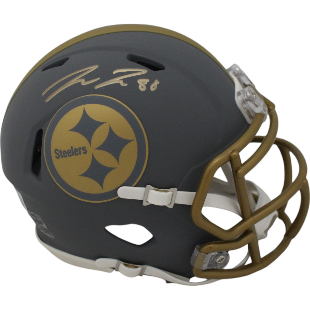 Pat Freiermuth Pittsburgh Steelers Slate Signed Mini Helmet-Powers Sports Memorabilia
