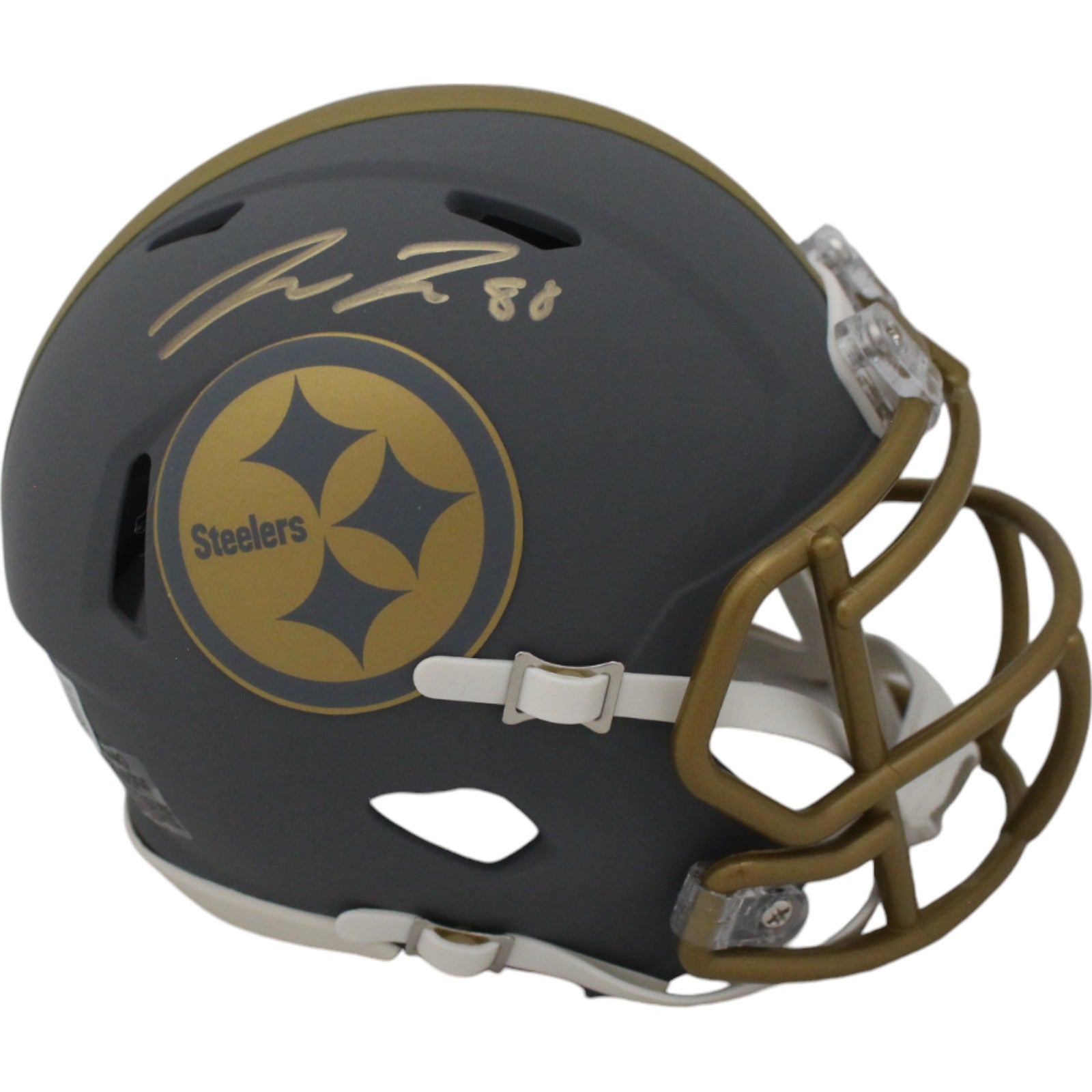 Pat Freiermuth Pittsburgh Steelers Slate Signed Mini Helmet-Powers Sports Memorabilia