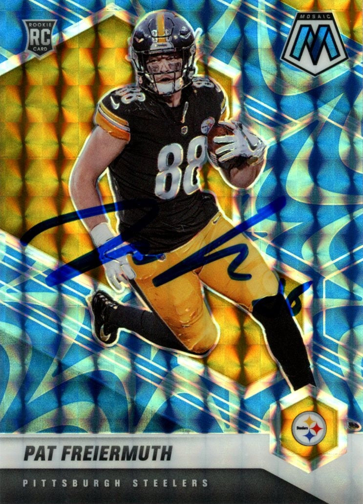 Pat Freiermuth Pittsburgh Steelers Signed Card - 21 Panini Mosaic Reactrive Blue #332 Beckett Beckett-Powers Sports Memorabilia