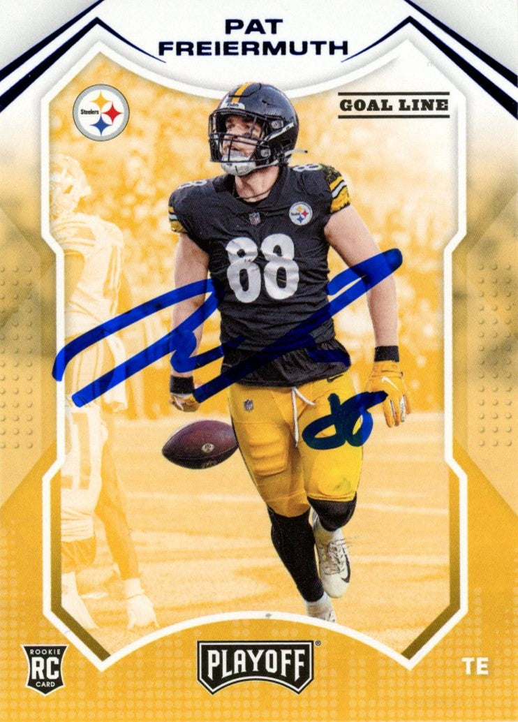 Pat Freiermuth Pittsburgh Steelers Signed Card - 21 Playoff Goal Line Blue Foil #217 Beckett Beckett-Powers Sports Memorabilia
