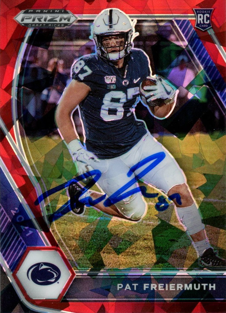 Pat Freiermuth Penn State Signed Card - 21 Prizm Draft Pick Red Cracked Ice #127 Beckett Beckett-Powers Sports Memorabilia