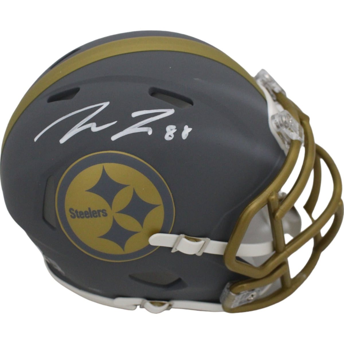 Pat Freiermuth Signed Pittsburgh Steelers Slate Mini Helmet – Beckett Authenticated-Powers Sports Memorabilia
