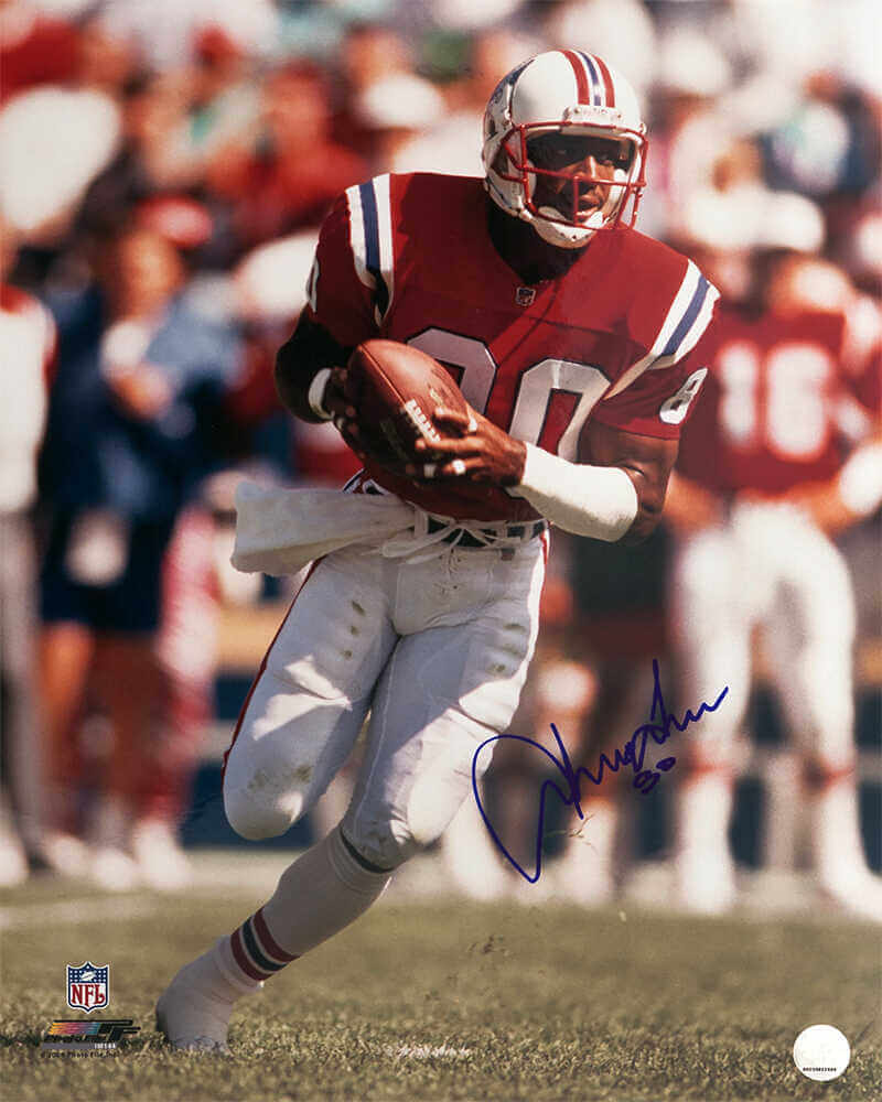 Irving Fryar Autographed New England Patriots Red Jersey Action 16x20 Photo-Powers Sports Memorabilia