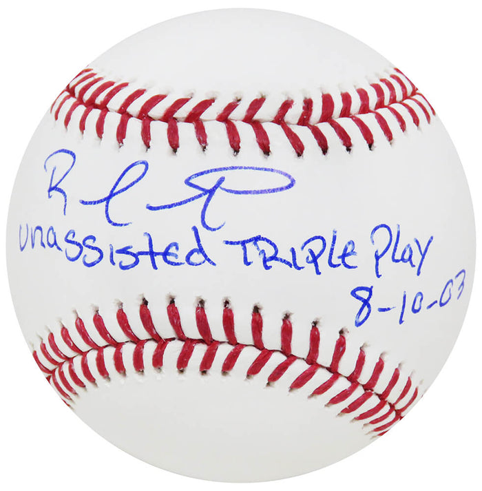 Rafael Furcal Autographed Rawlings Official MLB Baseball with Unassisted Triple Play 8/10/03-Powers Sports Memorabilia