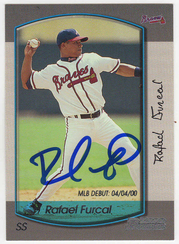 Rafael Furcal Autographed Atlanta Braves 2000 Bowman Baseball Rookie Card #2-Powers Sports Memorabilia