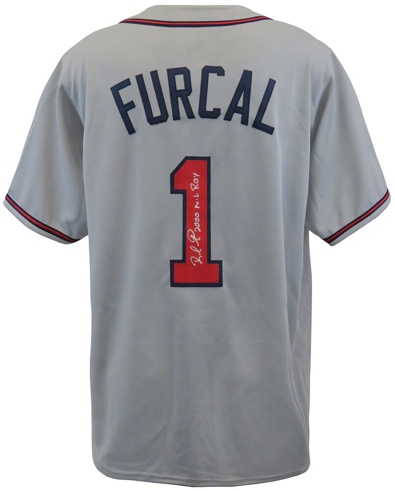 Rafael Furcal Autographed Grey Custom Baseball Jersey with 2000 NL ROY-Powers Sports Memorabilia